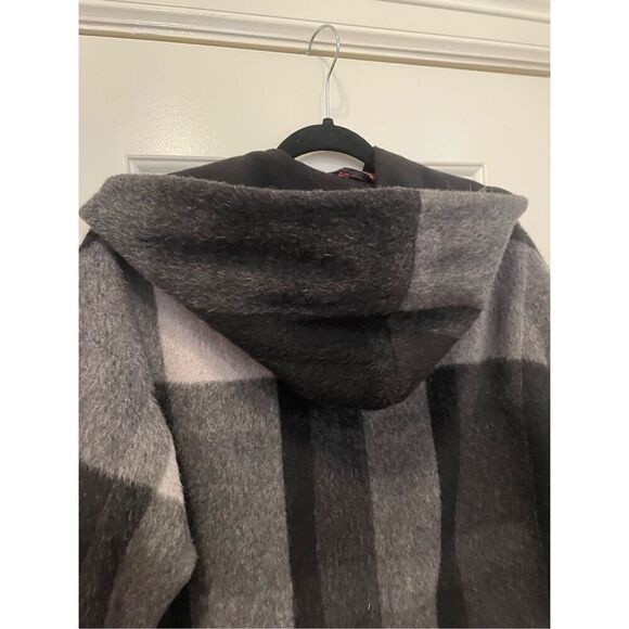 Max Mara Plaid Coat Hood Size 8  Alpaca Wool Blend Made in Italy - Picture 5 of 7
